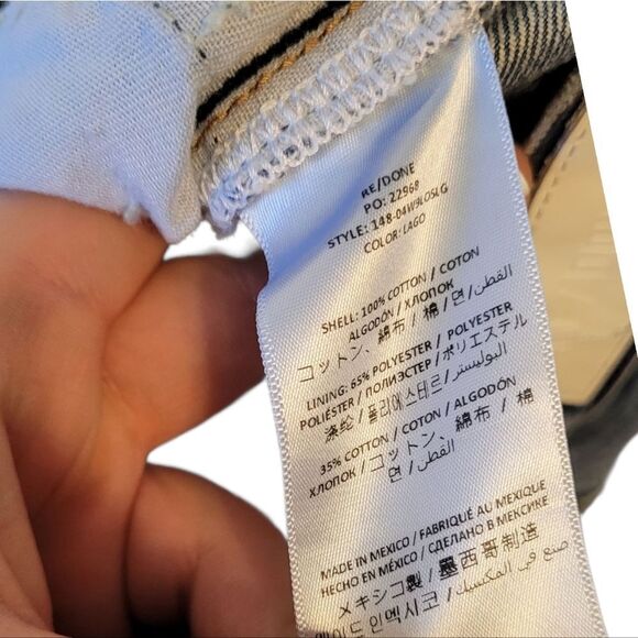 Re/Done Women's Medium Wash High Waisted Button Fly Cut Off Shorts Size 28 - Picture 7 of 8